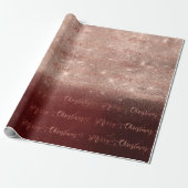 Vrolijk kerstscript Roos Gold Ombre Burgundy Cadeaupapier (Uitgerold)