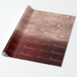 Vrolijk kerstscript Roos Gold Ombre Burgundy Cadeaupapier