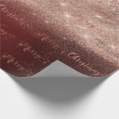 Vrolijk kerstscript Roos Gold Ombre Burgundy Cadeaupapier (Hoek)