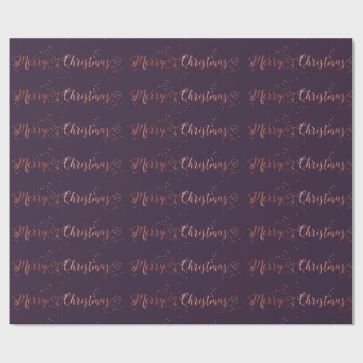 Vrolijk kerstscript Roos Gold Paars Plum Cadeaupapier (Vlak)