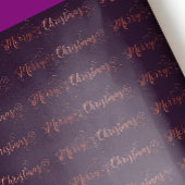 Vrolijk kerstscript Roos Gold Paars Plum Cadeaupapier