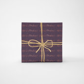 Vrolijk kerstscript Roos Gold Paars Plum Cadeaupapier
