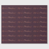 Vrolijk kerstscript Roos Gold Plum Burgundy Cadeaupapier (Vlak)