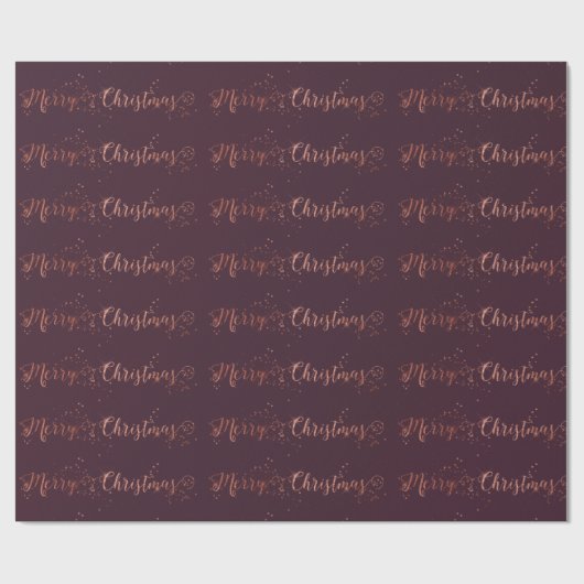 Vrolijk kerstscript Roos Gold Plum Burgundy Cadeaupapier (Vlak)