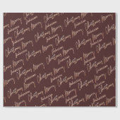 Vrolijk kerstscript Roos Gold Script van naam Bord Cadeaupapier (Vlak)