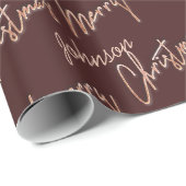 Vrolijk kerstscript Roos Gold Script van naam Bord Cadeaupapier (Rol Hoek)