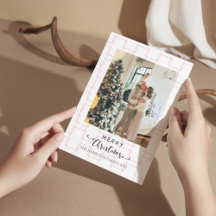 Vrolijk kerstscript roze geometrische foto