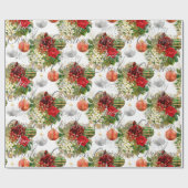 Vrolijk kerstscript Rozen Rode grijze marmer roze Cadeaupapier (Vlak)