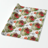 Vrolijk kerstscript Rozen Rode grijze marmer roze Cadeaupapier (Uitgerold)