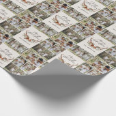 Vrolijk kerstscript rustiek gewei foto cadeaupapier (Hoek)