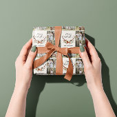 Vrolijk kerstscript rustiek gewei foto cadeaupapier