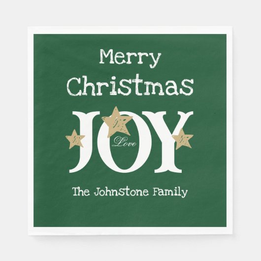 Vrolijk kerstscript rustiek groenboek partij servet (Voorkant)