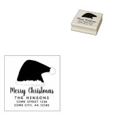 Vrolijk kerstscript Santa Hat Family Adres Rubberstempel (Gestempeld)