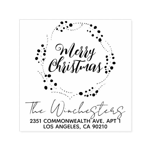 Vrolijk kerstscript schattig krans lijst custom zelfinktende stempel (Design)