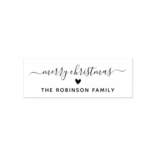 Vrolijk kerstscript Schattige hart familienaam Zelfinktende Stempel (Design)