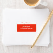 Vrolijk kerstscript Sjabloon rood wit adres Etiket (Insitu)