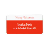 Vrolijk kerstscript Sjabloon rood wit adres Etiket (Voorkant)