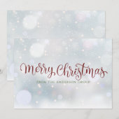 Vrolijk kerstscript Snowflakes Kantoor Feestdagenkaart (Voorkant / Achterkant)