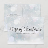 Vrolijk kerstscript Snowflakes Kantoor Holiday Aankondigingskaart (Voorkant / Achterkant)