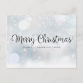 Vrolijk kerstscript Snowflakes Kantoor Holiday Aankondigingskaart (Voorkant)