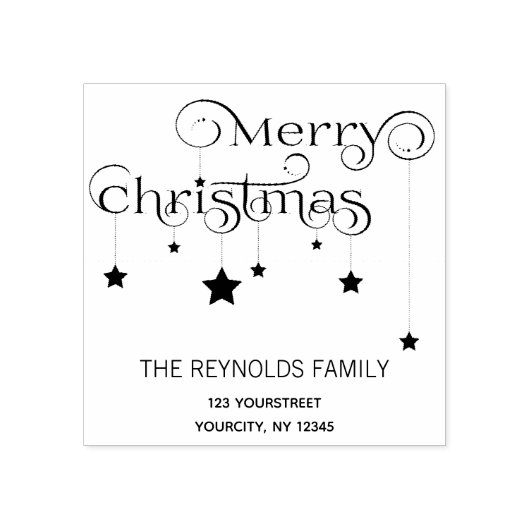 Vrolijk kerstscript sterren Retouradres Stempel (Afrduk)
