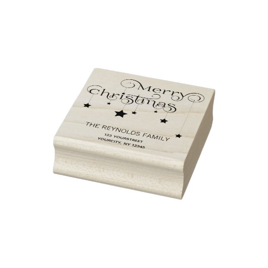 Vrolijk kerstscript sterren Retouradres Stempel (Stempel)