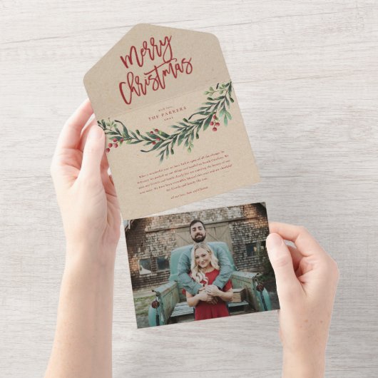 vrolijk kerstscript tak vakantie all in one uitnodiging (Afscheurbaar)