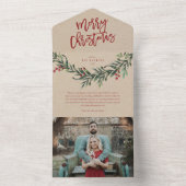vrolijk kerstscript tak vakantie all in one uitnodiging (Binnen)