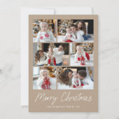 Vrolijk kerstscript Taupe 6 fotocollage Feestdagenkaart (Voorkant)