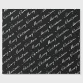 Vrolijk kerstscript Tekst zwart-wit Cadeaupapier (Vlak)