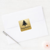vrolijk kerstscript | Tree Faux Gold Foil Vierkante Sticker (Envelop)