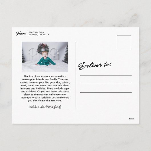 Vrolijk kerstscript twee foto's feestdagenkaart (Achterkant)