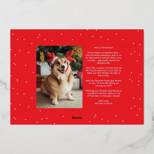 Vrolijk kerstscript twee foto's folie feestdagenkaart (Achterkant)