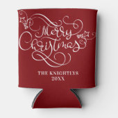Vrolijk kerstscript Typografie Uw kleur Blikjeskoeler (Voorkant)