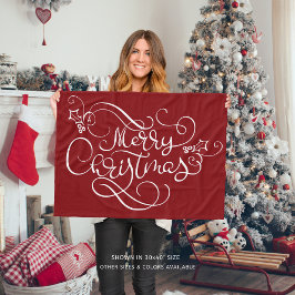 Vrolijk kerstscript Typografie Uw kleur Fleece Deken
