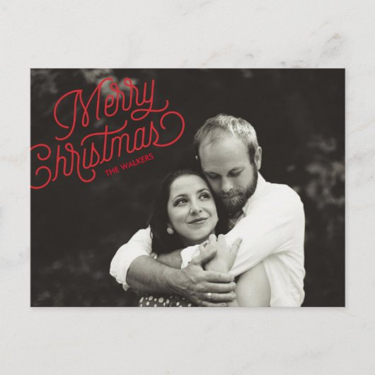 Vrolijk Kerstscript Vakantie Foto Briefkaart (Voorkant)