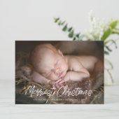 Vrolijk kerstscript | Vakantie fotokaart Feestdagenkaart (Staand voorkant)