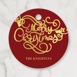 Vrolijk kerstscript voor Gold Uw kleur Bedankjes Labels