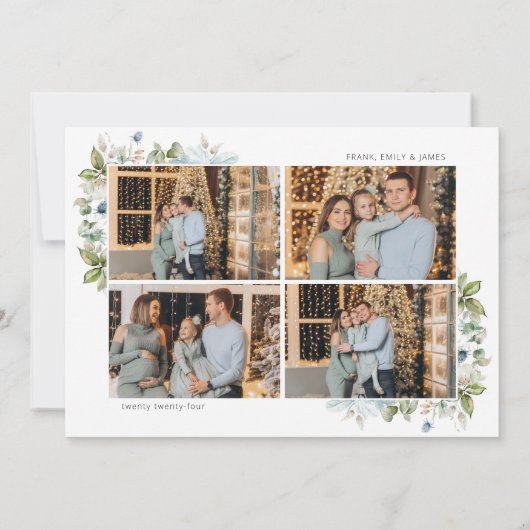 Vrolijk kerstscript Waterverf groen Feestdagenkaart (Achterkant)