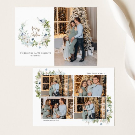 Vrolijk kerstscript Waterverf groen Feestdagenkaart