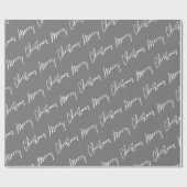 Vrolijk kerstscript White Minimalism Grey Grey Cadeaupapier (Vlak)