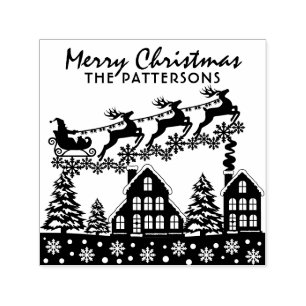 Vrolijk kerstscript Winter Feestdagen Aangepaste n Zelfinktende Stempel