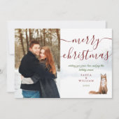 Vrolijk kerstscript Winter Fox Couple Photo Hol Feestdagenkaart (Voorkant)