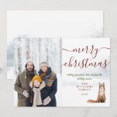 Vrolijk kerstscript Winter Fox Foto Feestdagenkaart (Voorkant / Achterkant)