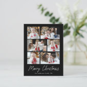 Vrolijk kerstscript zwart 6 fotocollage feestdagenkaart (Staand voorkant)