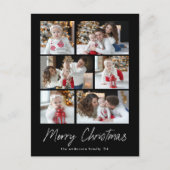 Vrolijk kerstscript zwart 6 fotocollage feestdagenkaart (Voorkant)