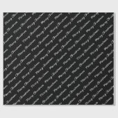 Vrolijk kerstscript zwart-wit cadeaupapier (Vlak)