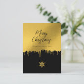 Vrolijk kerstscript zwart-wit, niet-gouden foto feestdagenkaart (Staand voorkant)