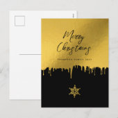 Vrolijk kerstscript zwart-wit, niet-gouden foto feestdagenkaart (Voorkant / Achterkant)