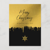 Vrolijk kerstscript zwart-wit, niet-gouden foto feestdagenkaart (Voorkant)